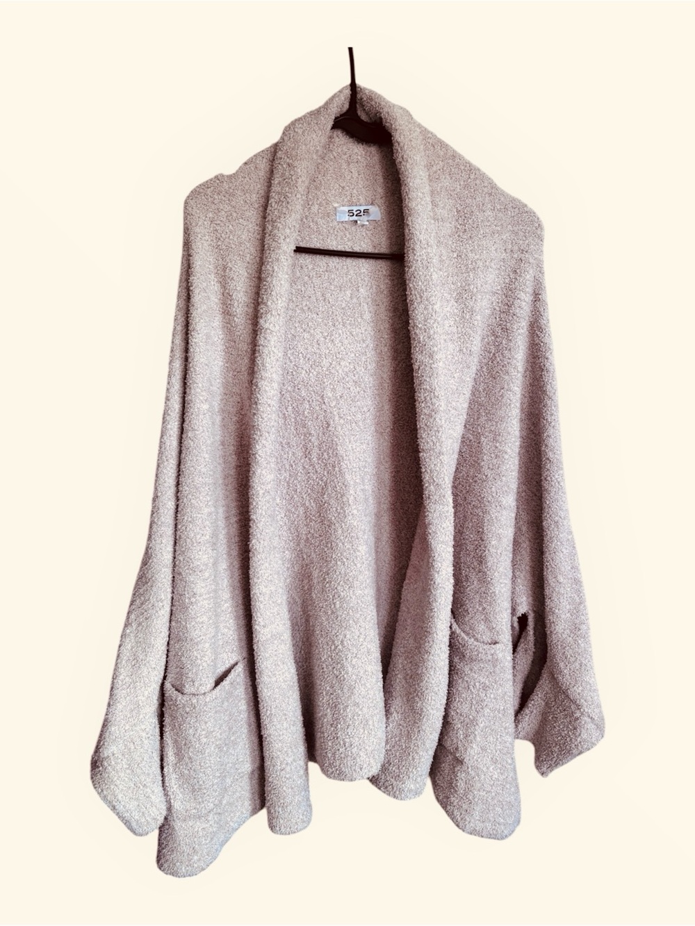 Super Cozy 525 Beige Textured Open Front Cardigan Sweater w/ Pockets | Size S/M